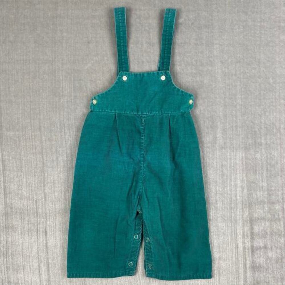 Vintage 80s Corduroy Overalls Baby 18 Mos Teal Casual Retro